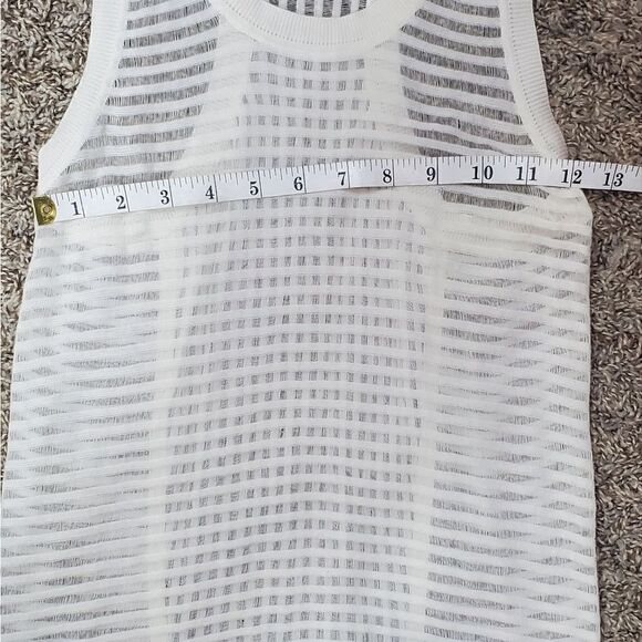 All Saints White Semi Sheer Striped Tank Top - Picture 3 of 7